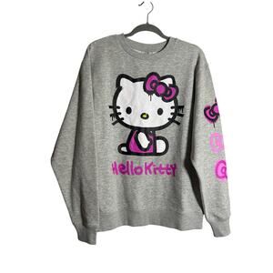 SANRIO HELLO KITTY Sweatshirt NEW Gray Crew LS Fleece Size M